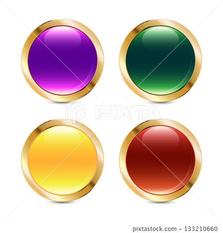 Glossy round colorful buttons set. For web design, games and infographics. Vector illustration Glossy round colorful buttons set. For web design, games and infographics. Vector illustration 133210660