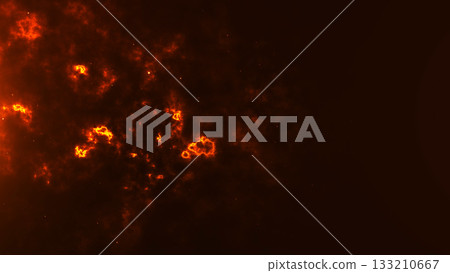 Fiery glowing embers and drifting smoke form a dramatic burning texture. Hot orange sparks float through dark air creating a powerful cinematic fire particle background. Fiery glowing embers and drifting smoke form a dramatic burning texture. Hot orange sparks float through dark air creating a powerful cinematic fire particle background. 133210667