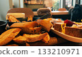 Fine dining French restaurant starters with grilled bread and appetizers 133210971