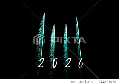 Happy new year 2026 turquoise fireworks rockets new years eve. Luxury firework event sky show turn of the year celebration. Holidays season party time. Premium entertainment nightlife background. Happy new year 2026 turquoise fireworks rockets new years eve. Luxury firework event sky show turn of the year celebration. Holidays season party time. Premium entertainment nightlife background. 133211078
