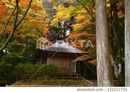 Jizo Hall at Chusonji Temple surrounded by autumn leaves Jizo Hall at Chusonji Temple surrounded by autumn leaves 133211730