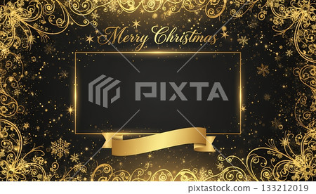 聖誕背景插圖,聖誕快樂,豪華邊框 聖誕背景插圖,聖誕快樂,豪華邊框 133212019