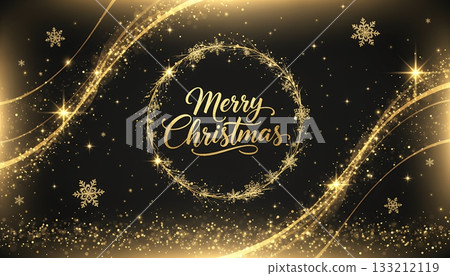 聖誕背景插圖，聖誕快樂，豪華邊框 133212119