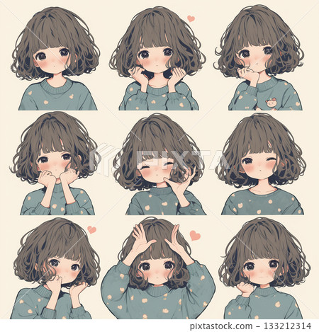 A cute girl with various expressions 133212314