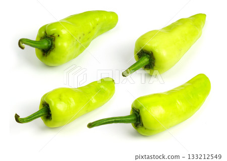 Fresh raw green bell pepper isolated on white background Fresh raw green bell pepper isolated on white background 133212549