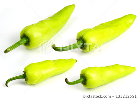 Fresh raw green bell pepper isolated on white background 133212551