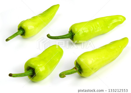 Fresh raw green bell pepper isolated on white background Fresh raw green bell pepper isolated on white background 133212553