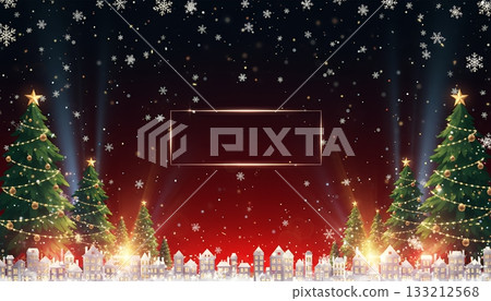 下雪的小鎮聖誕節背景插圖 下雪的小鎮聖誕節背景插圖 133212568