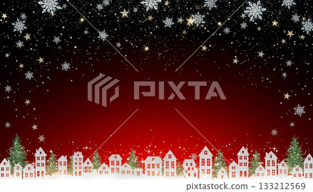 下雪的小鎮聖誕節背景插圖 下雪的小鎮聖誕節背景插圖 133212569