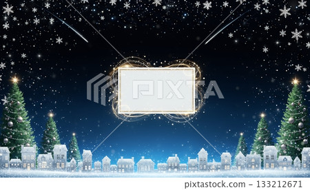 雪鎮聖誕背景插圖，留有文字空間 133212671