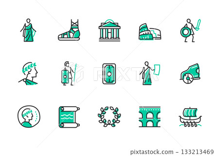 Ancient Rome - set of line design style icons Ancient Rome - set of line design style icons 133213469