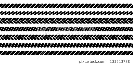 Rope line pattern. Braid border texture. Vintage nautical braided cord. Rope line pattern. Braid border texture. Vintage nautical braided cord. 133213788