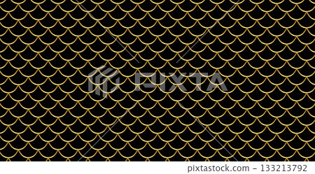 Fish scale pattern. Gold mermaid skin texture background. Repeating seascape pattern. 133213792