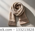 一條冬日圍巾，背景是柔和的中性色。 133213828