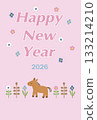 Foal and flower New Year's card design 133214210