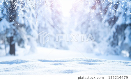 Skiing and winter images: A spectacular view of snowy fields and beautiful winter mountains under blue skies and shining sunshine 133214479