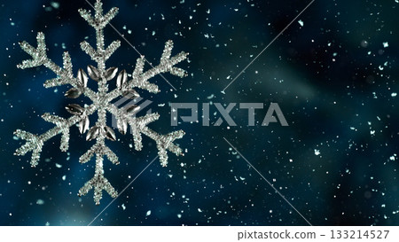 Christmas Decoration with Colored Shiny Star and Glitters , Close-up 133214527