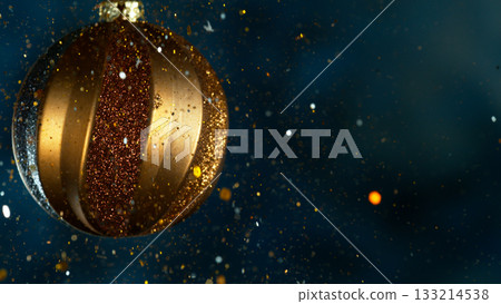 Christmas Decoration with Colored Shiny Balls and Glitters . Close-up 133214538