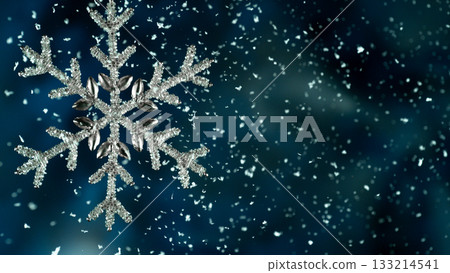 Christmas Decoration with Colored Shiny Star and Glitters , Close-up 133214541