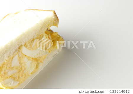 Egg sandwich photographed alone on a white background 133214912