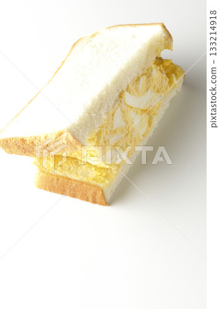 Egg sandwich photographed alone on a white background Egg sandwich photographed alone on a white background 133214918