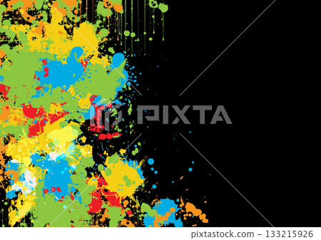 Abstract Vector Background with Paint Splatter and Paint Splash Effects On Black Color. Illustration Vector Design 133215926