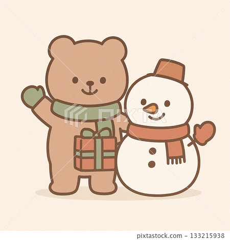 一幅可愛的小熊抱著禮物的插圖 一幅可愛的小熊抱著禮物的插圖 133215938