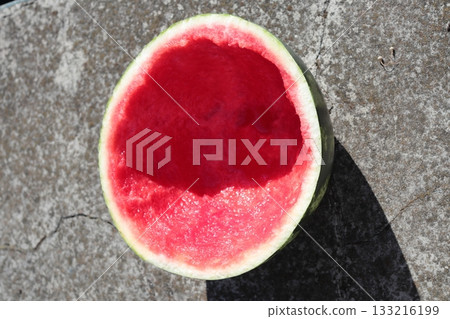 Half of a ripe watermelon without contents. Half of a ripe watermelon without contents. 133216199