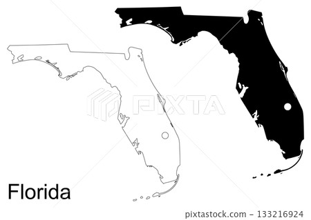 Florida State Outline and Solid Silhouette with Text image photo 133216924