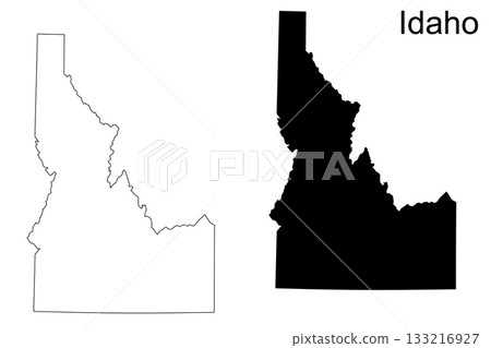 Idaho State Outline and Solid Silhouette with Text image photo Idaho State Outline and Solid Silhouette with Text image photo 133216927