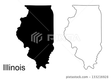 Illinois State Map Outline and Solid Silhouette on White Background image photo 133216928