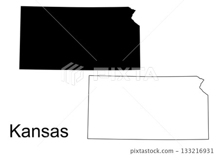 Kansas State Map Outline and Solid Silhouette on White Background image photo Kansas State Map Outline and Solid Silhouette on White Background image photo 133216931