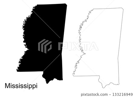 Mississippi State Outline Black and White Maps United States Mississippi State Outline Black and White Maps United States 133216949