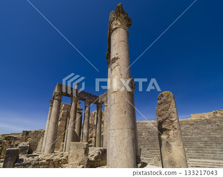Ruins of Roman Theatre in Dougga, Tunisia Ruins of Roman Theatre in Dougga, Tunisia 133217043