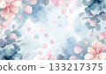 Watercolor background material of flowers and polka dots 133217375