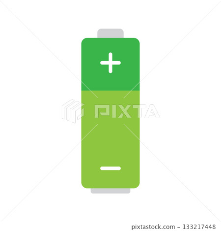 Fully Charged Battery Icon. Green Battery 133217448
