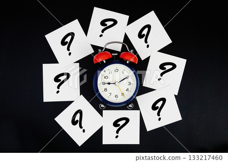 Alarm Clock Surrounded with Question Mark Alarm Clock Surrounded with Question Mark 133217460