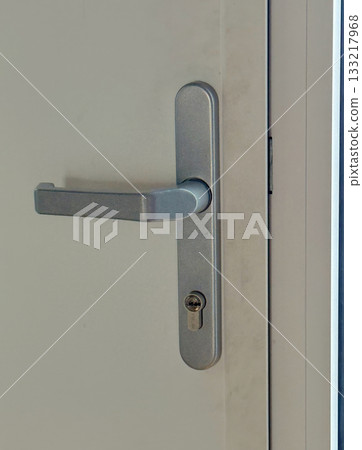 silver door handle modern steel room metallic style 133217968