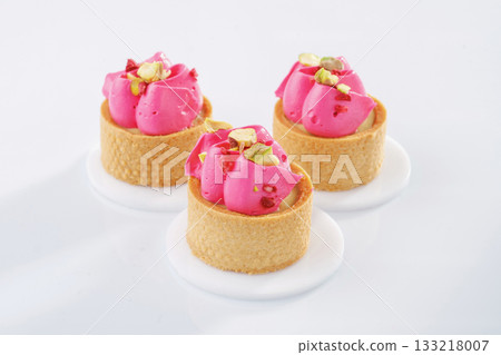 Summer fruits. Seasonal delicious tart against white background Summer fruits. Seasonal delicious tart against white background 133218007