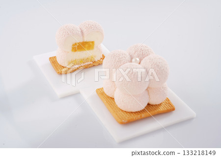 Professional bakery. Delicious cake against white background Professional bakery. Delicious cake against white background 133218149