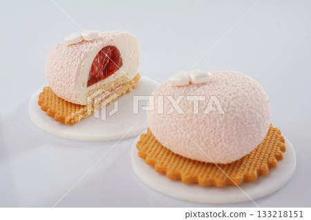 Delicious cake against white background 133218151
