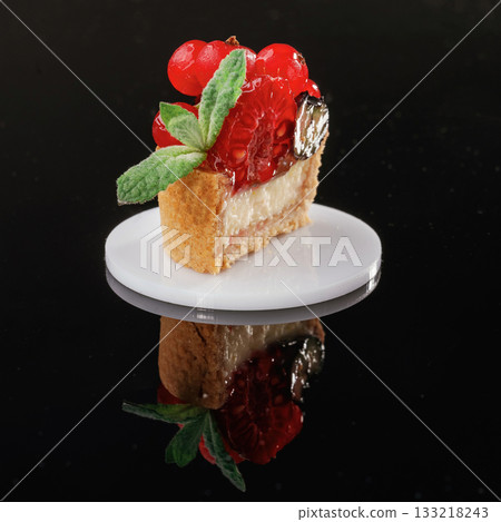 Vibrant fruit. Desserts, sweets on the black background 133218243