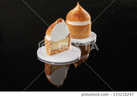 Very delicious. Desserts, sweets on the black background Very delicious. Desserts, sweets on the black background 133218247