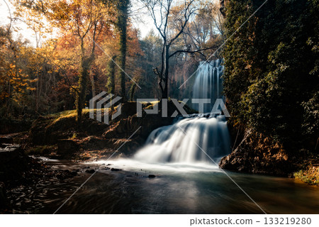 Autumn waterfall in Monasterio de Piedra Zaragoza Spain Autumn waterfall in Monasterio de Piedra Zaragoza Spain 133219280