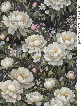 Soft Pastel Patterns with Florals Fruits and Cute Motifs for Notebook Designs Soft Pastel Patterns with Florals Fruits and Cute Motifs for Notebook Designs 133219920