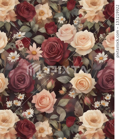 Soft Pastel Patterns with Florals Fruits and Cute Motifs for Notebook Designs 133219922