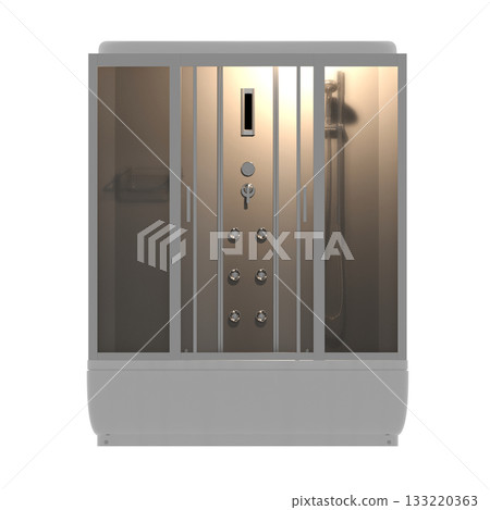 shower cabin isolated on transparent background, 3D illustration, cg render 133220363
