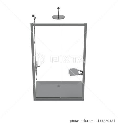 shower cabin isolated on transparent background, 3D illustration, cg render shower cabin isolated on transparent background, 3D illustration, cg render 133220381