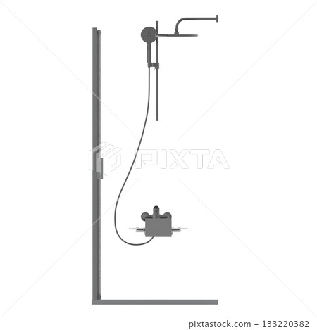 shower cabin isolated on transparent background, 3D illustration, cg render shower cabin isolated on transparent background, 3D illustration, cg render 133220382