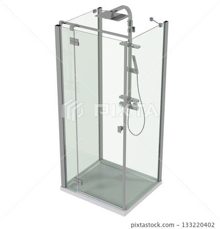 shower cabin isolated on transparent background, 3D illustration, cg render shower cabin isolated on transparent background, 3D illustration, cg render 133220402